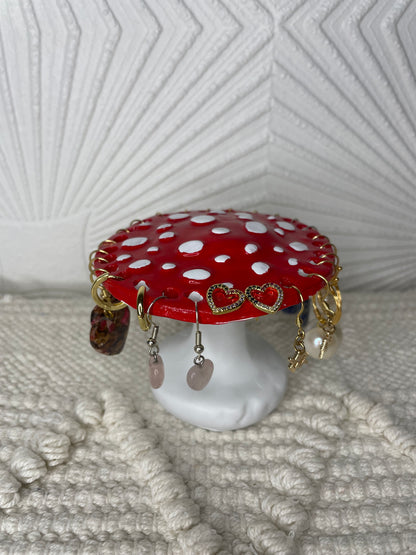 Charming Ceramic Mushroom Earring Stand
