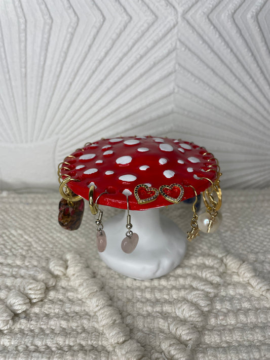 Charming Ceramic Mushroom Earring Stand
