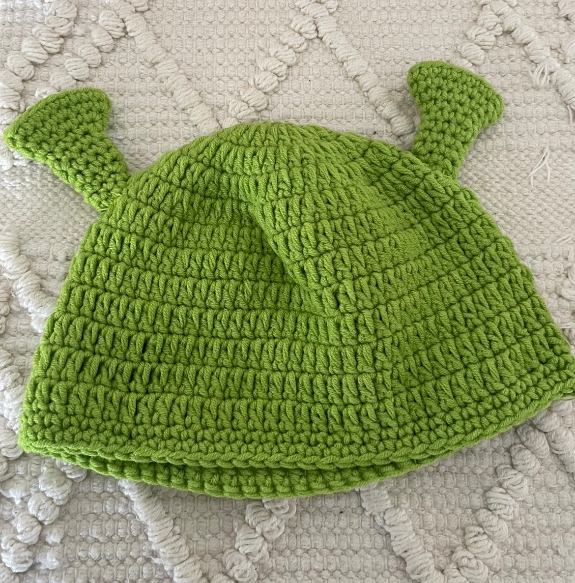 Green Ogre Crochet Hat with Ears