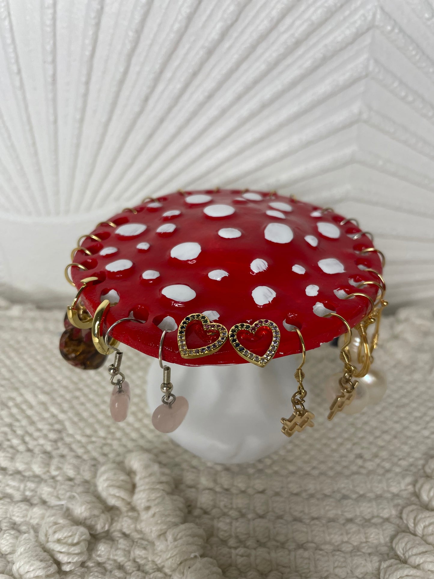 Charming Ceramic Mushroom Earring Stand