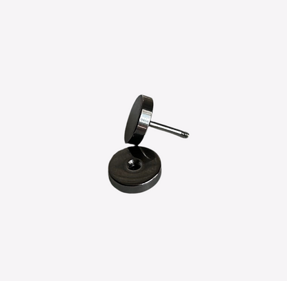 Silver Stainless Steel Faux Stretcher Stud Earring
