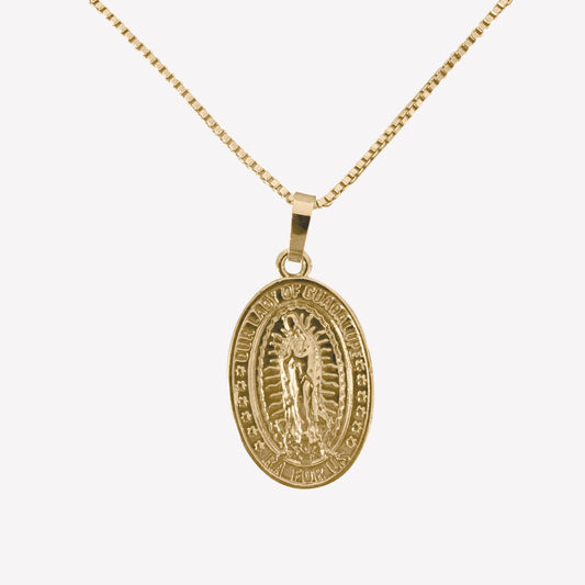 18K gold-plated Virgin Mary medallion necklace – spiritual pendant on classic chain, symbolic and timeless jewellery