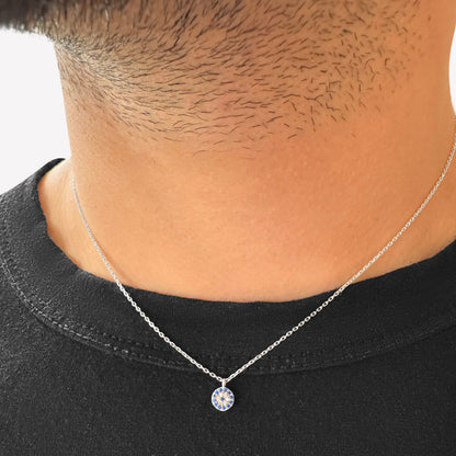 Sterling Silver & Cubic Zirconia Evil Eye Necklace – 17” Chain