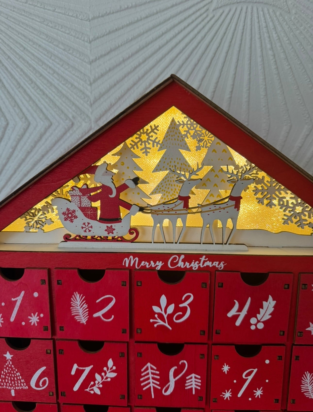 Red Wooden Advent Calendar with Drawers – Reusable Christmas Countdown