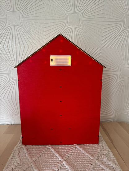 Red Wooden Advent Calendar with Drawers – Reusable Christmas Countdown