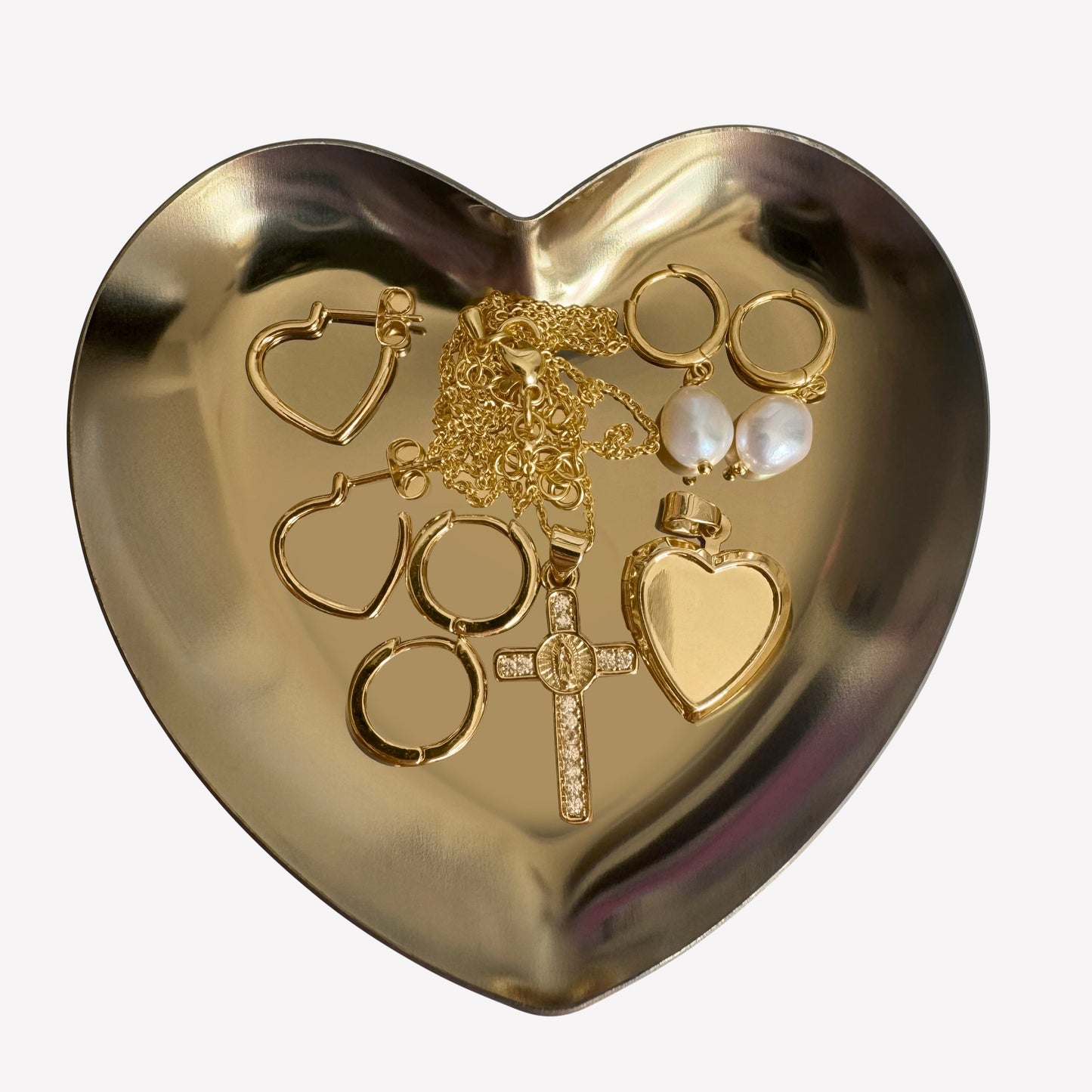 Heart-Shaped Stainless Steel Jewellery Tray